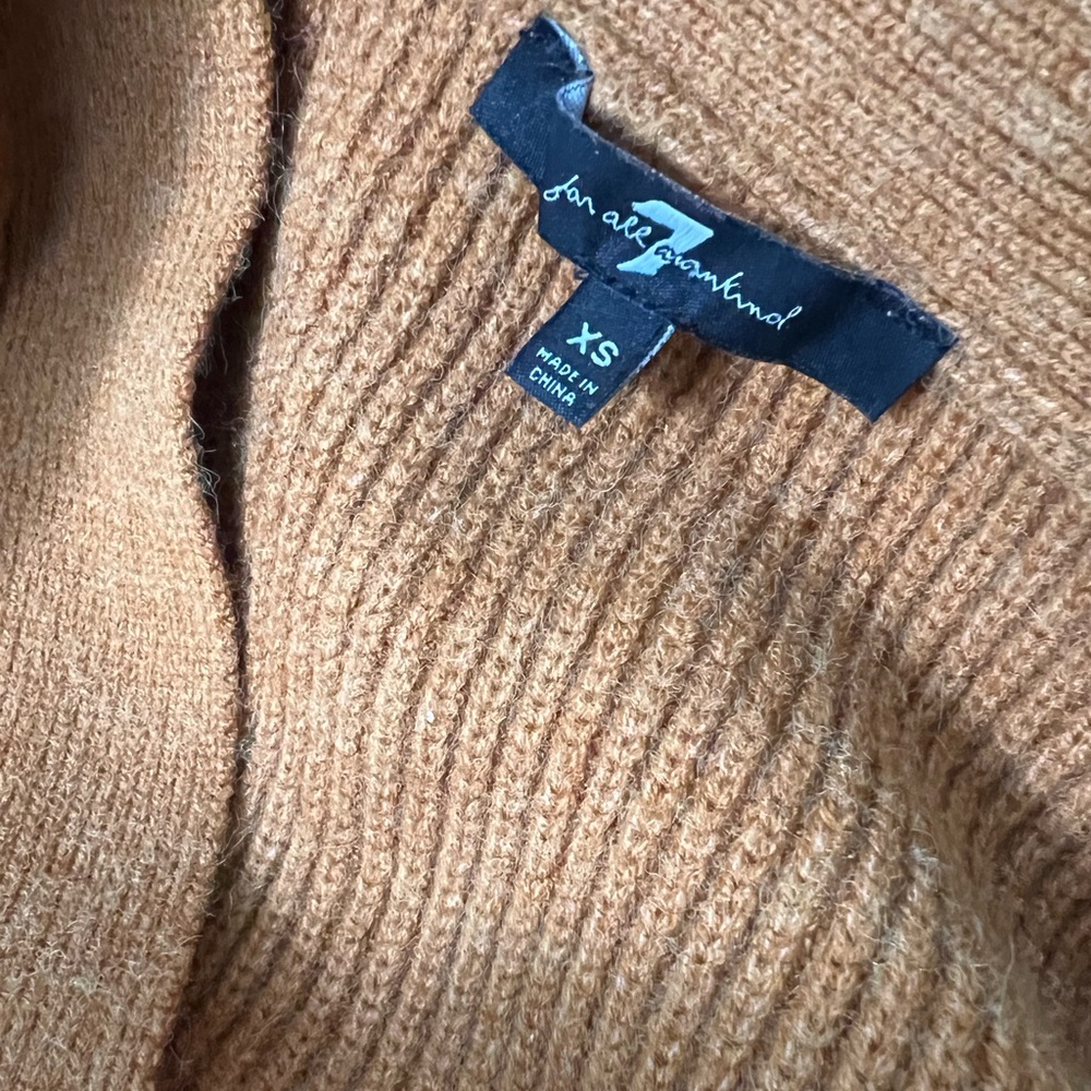 7 For All Mankind Mustard Button-Front Ribbed Cardigan - Picture 5 of 11